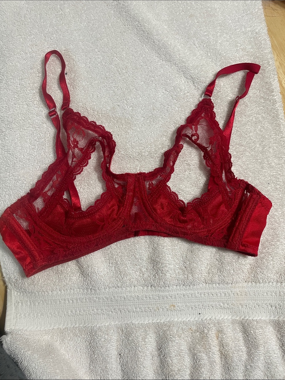Shirley of Hollywood Red Sheer Lace Underwire Bra